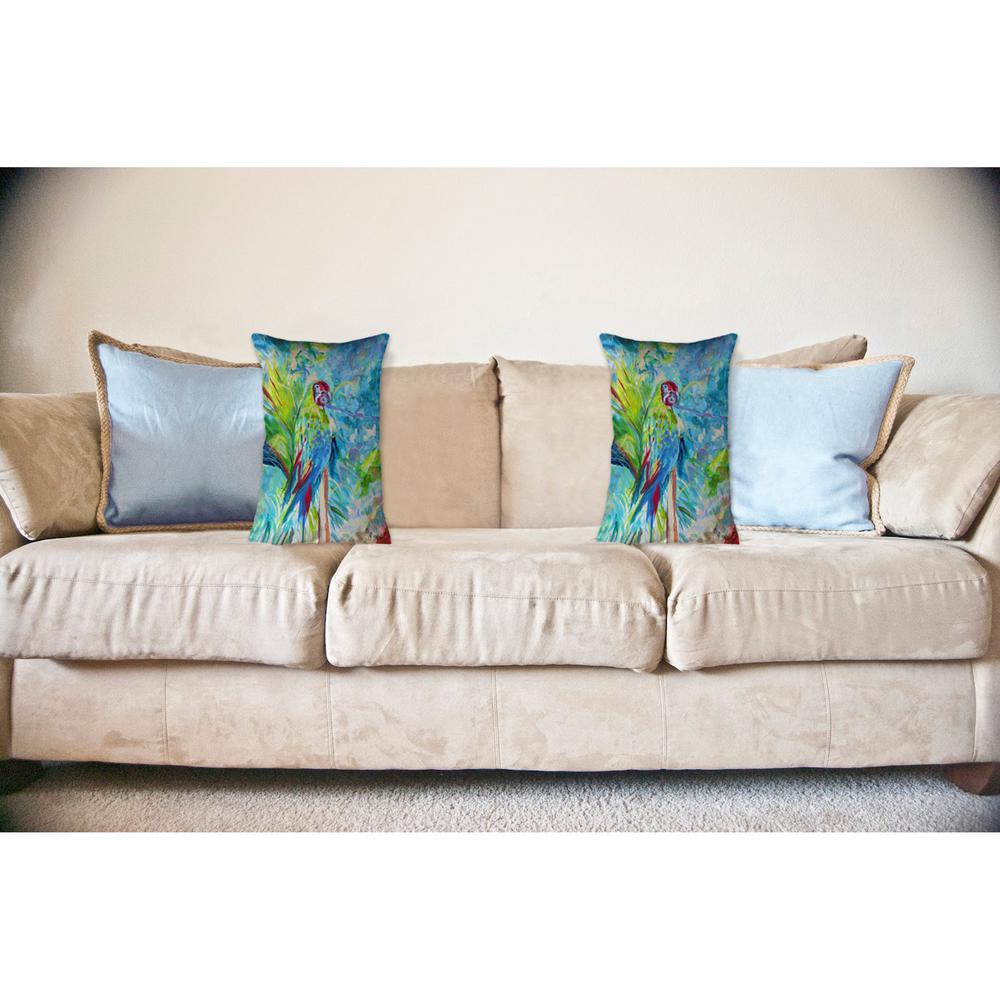 Green Parrot II No Cord Pillow 16x20. Picture 2