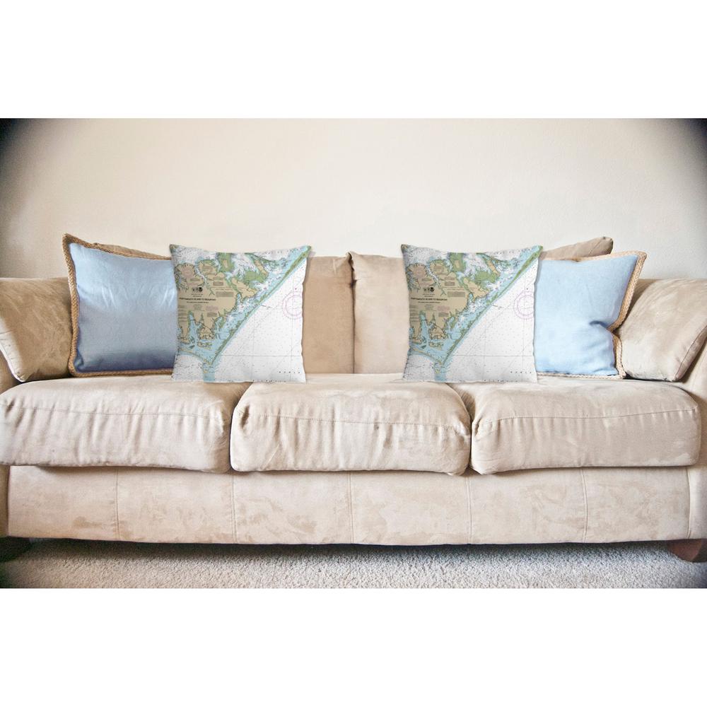 Portsmouth Island to Beaufort - Core Sound, NC Nautical Map Noncorded Indoor/Outdoor Pillow 18x18. Picture 2