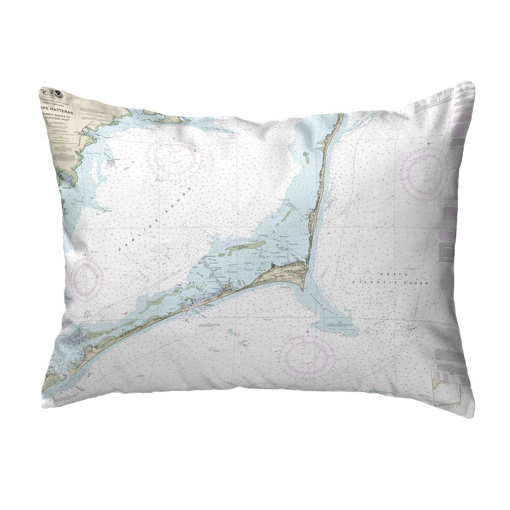 Cape Hatteras, NC Nautical Map Noncorded Indoor/Outdoor Pillow 16x20. Picture 1