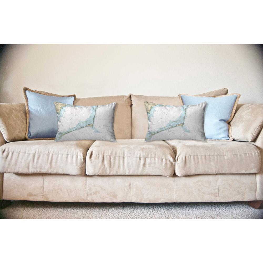 Cape Hatteras, NC Nautical Map Noncorded Indoor/Outdoor Pillow 16x20. Picture 2