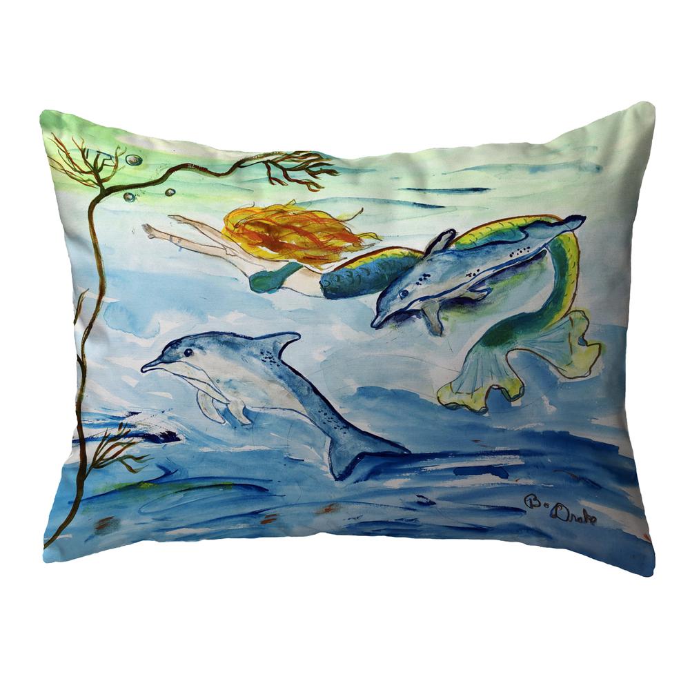 Mermaid & Dolphins Large Noncorded Pillow 16x20. Picture 1