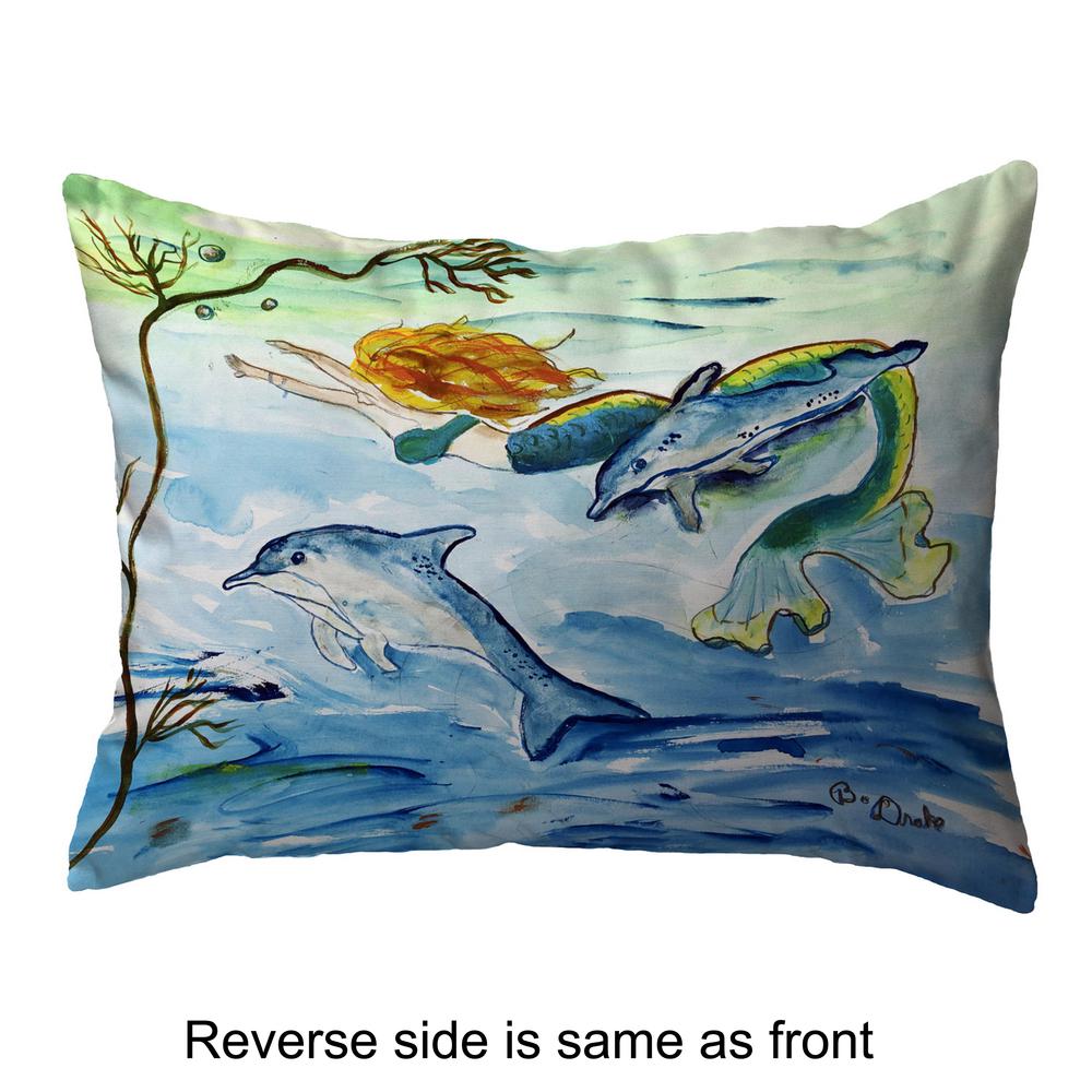 Mermaid & Dolphins Large Noncorded Pillow 16x20. Picture 2