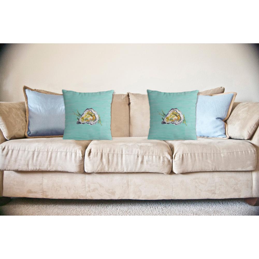 Oyster Shell - Teal No Cord Pillow 18x18. Picture 2
