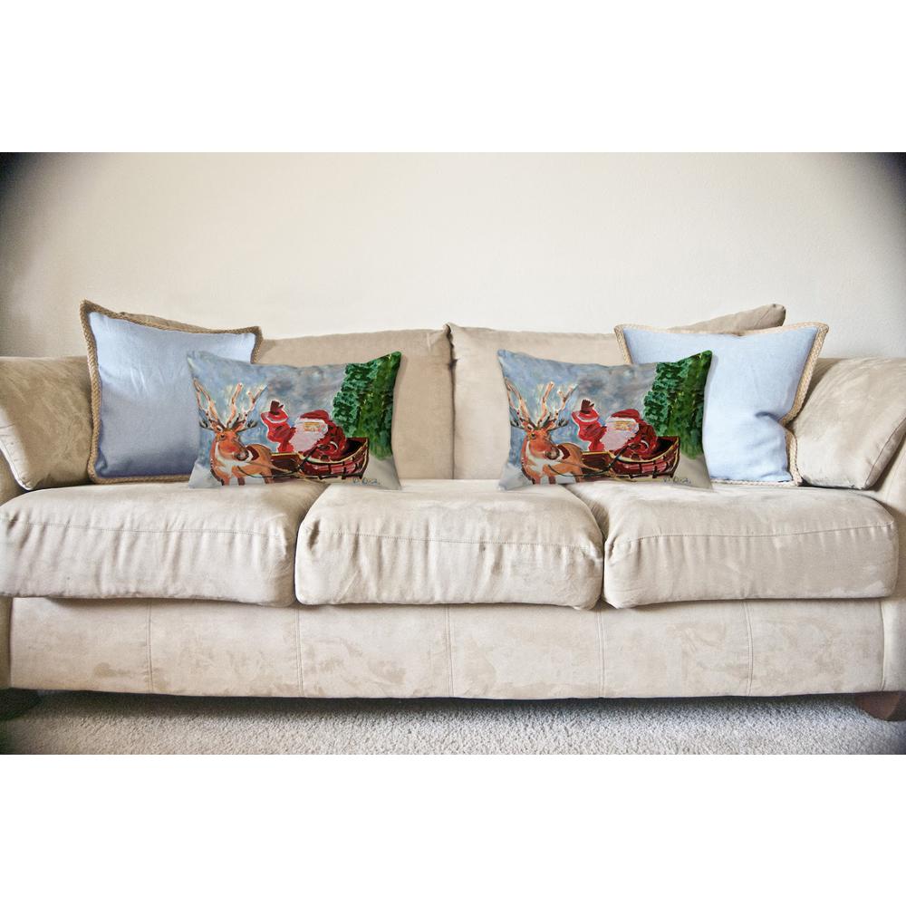 Reindeer & Santa Large Noncorded Pillow. Picture 2