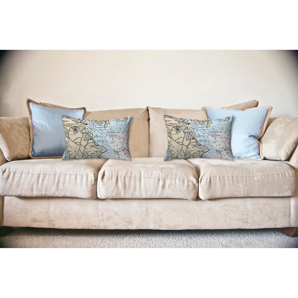 Annapolis, MD Nautical Map Noncorded Indoor/Outdoor Pillow 16x20. Picture 2