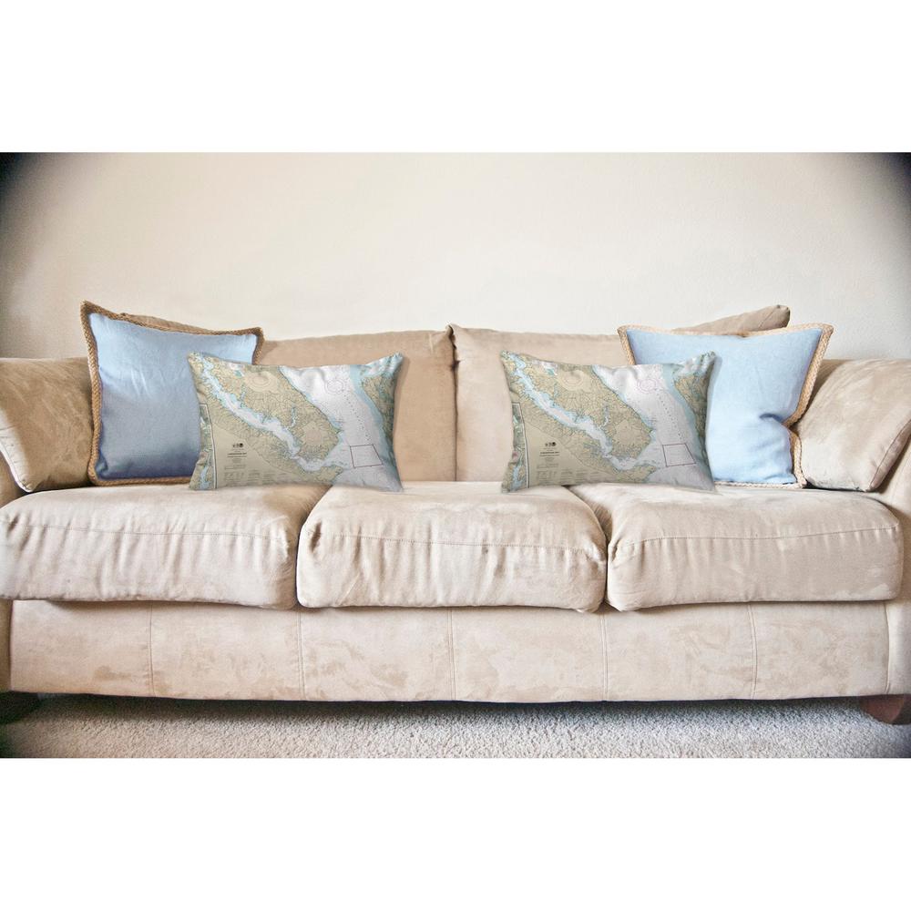 Chesapeake Bay, MD Nautical Map Noncorded Indoor/Outdoor Pillow 16x20. Picture 2