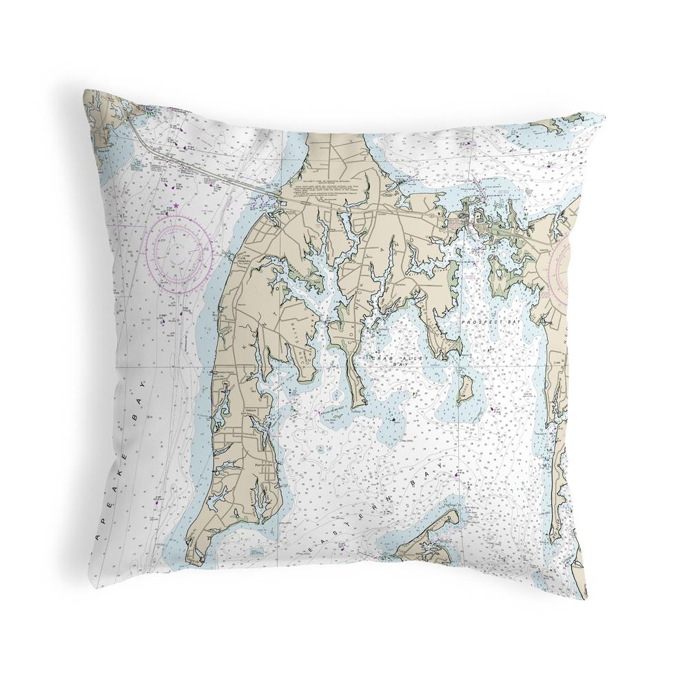 Kent Island, MD Nautical Map Noncorded Indoor/Outdoor Pillow 18x18. Picture 1