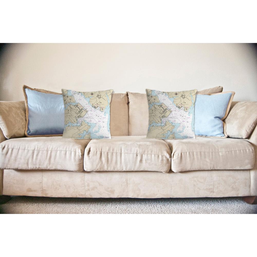 Annapolis - USNA, MD Nautical Map Noncorded Indoor/Outdoor Pillow 18x18. Picture 2