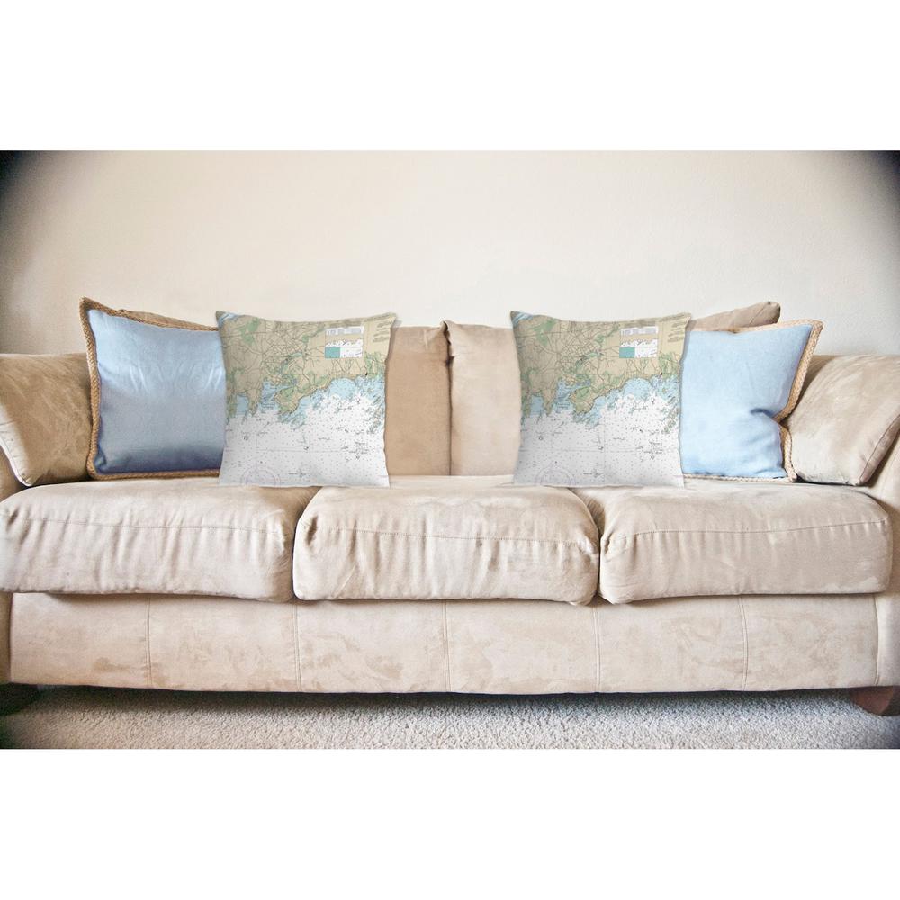 Branford Harbor - Indian Neck, CT Nautical Map Noncorded Indoor/Outdoor Pillow 18x18. Picture 2