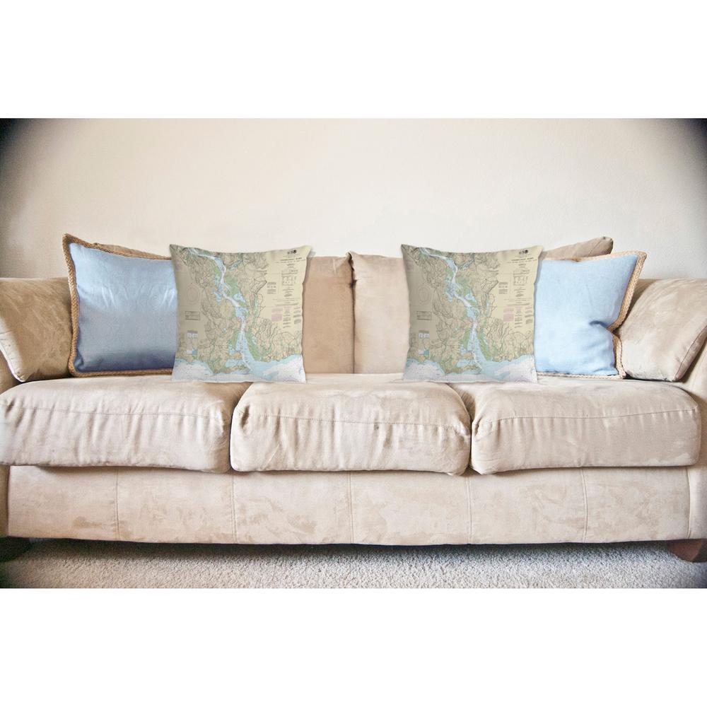 Connecticut River, CT Nautical Map Noncorded Indoor/Outdoor Pillow 18x18. Picture 2
