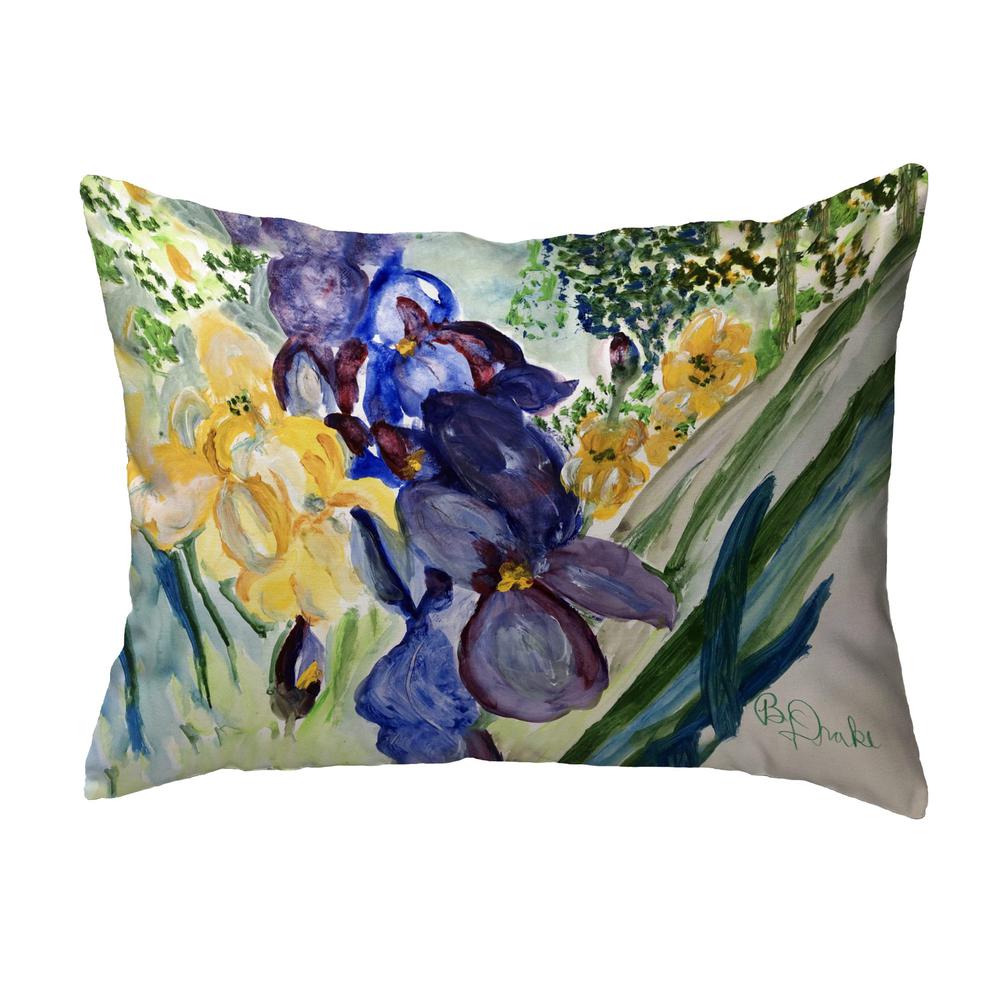 Yellow & Blue Iris No Cord Pillow 16x20. Picture 1