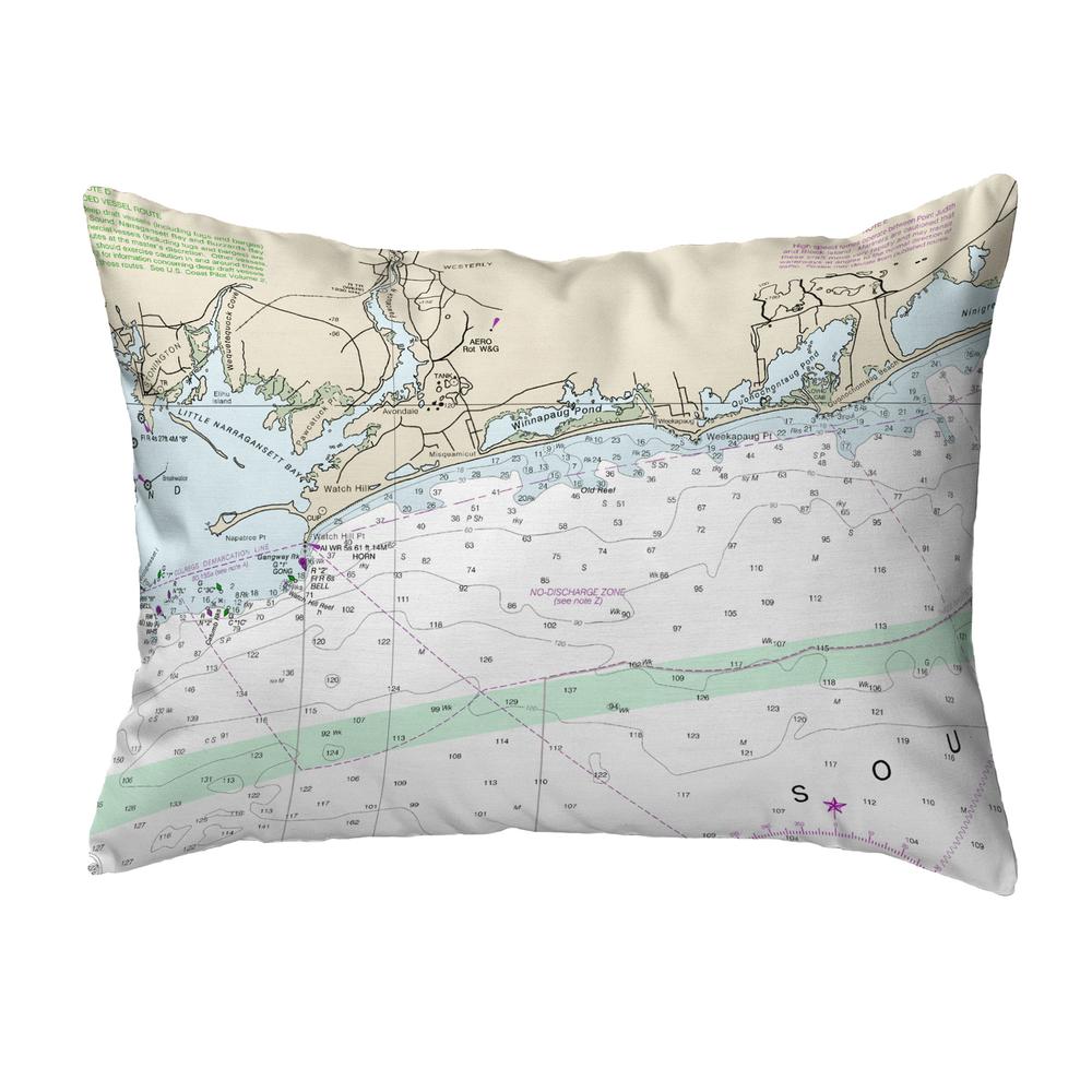 Block Island Sound, RI Nautical Map Noncorded Indoor/Outdoor Pillow 16x20. Picture 1