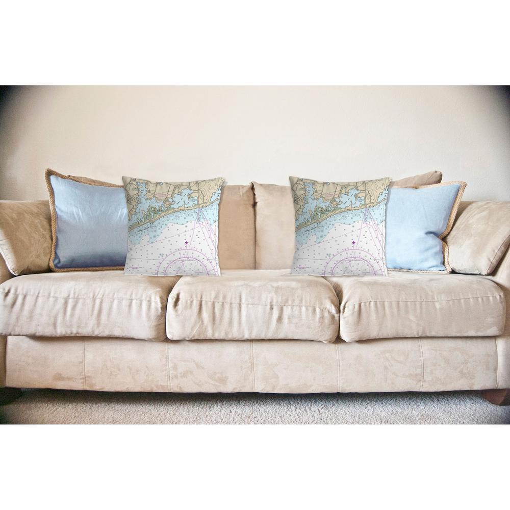 Block Island Sound - Charleston, RI Nautical Map Noncorded Indoor/Outdoor Pillow 18x18. Picture 2