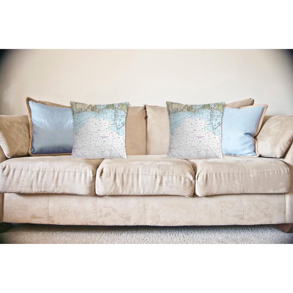 Block Island Sound - Matunuck, RI Nautical Map Noncorded Indoor/Outdoor Pillow 18x18. Picture 2