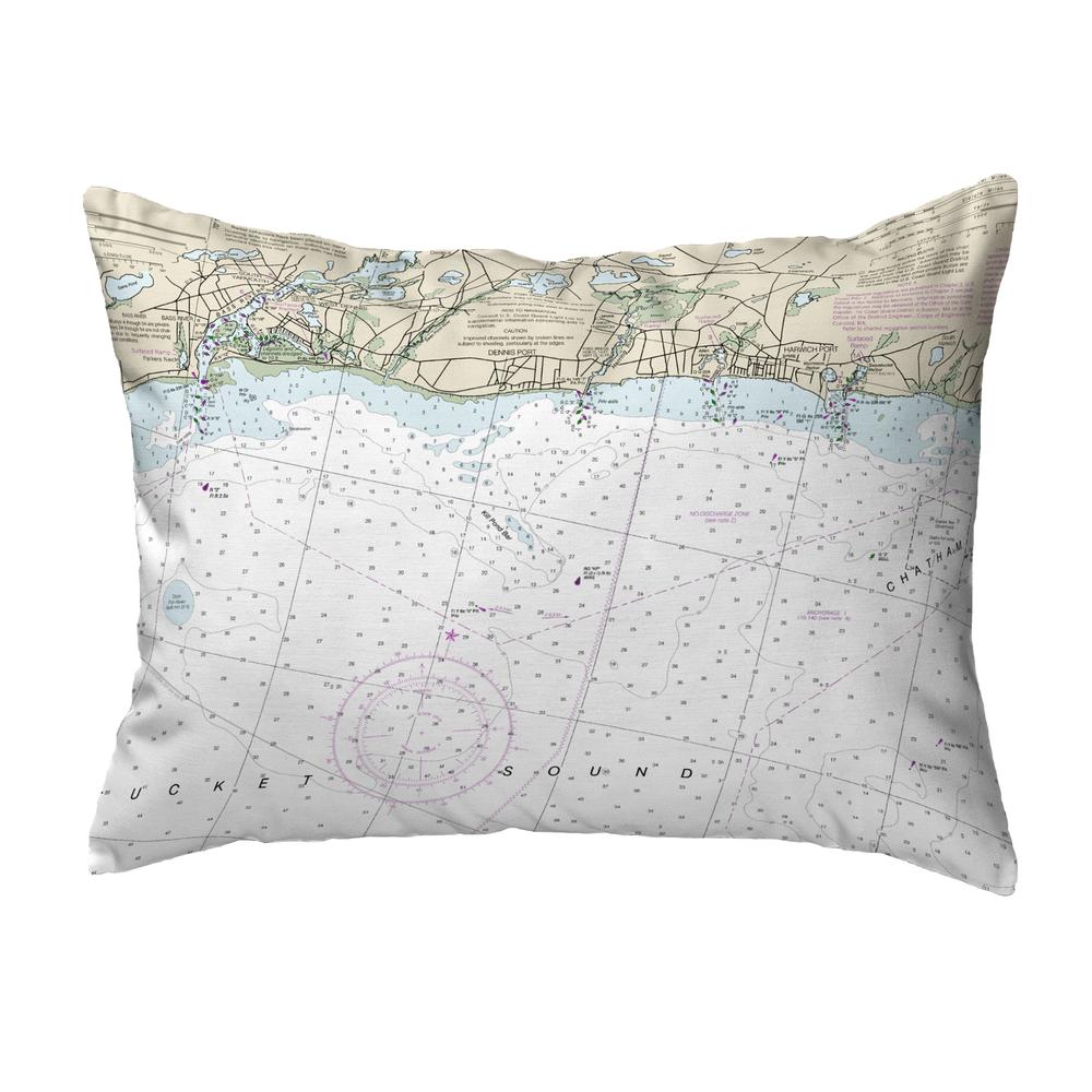 Harwich Port, MA Nautical Map Noncorded Indoor/Outdoor Pillow 16x20. Picture 1
