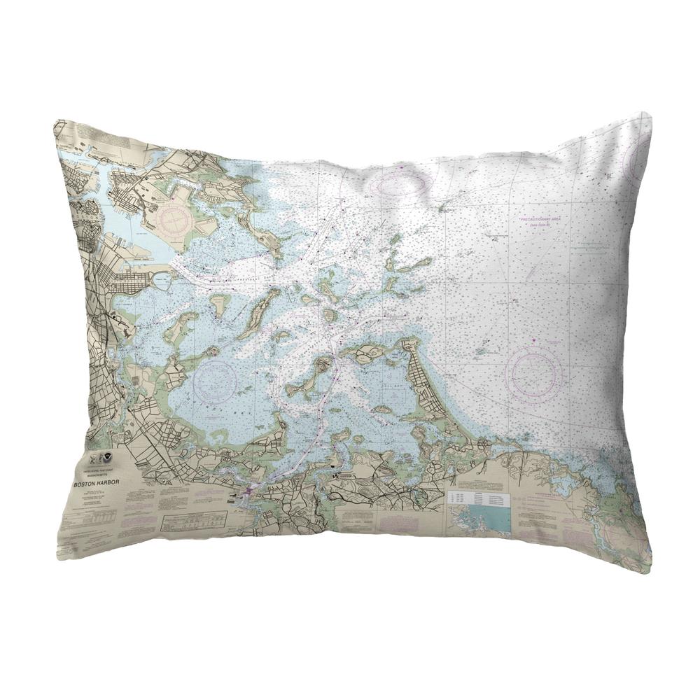 Boston Harbor, MA Nautical Map Noncorded Indoor/Outdoor Pillow 16x20. Picture 1