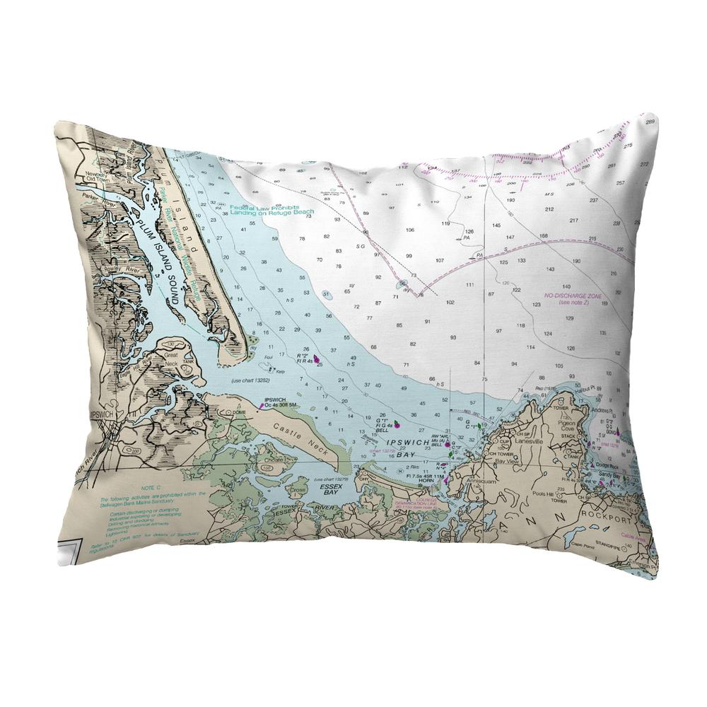 Plum Island Sound, MA Nautical Map Noncorded Indoor/Outdoor Pillow 16x20. Picture 1