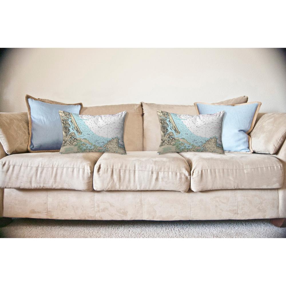 Plum Island Sound, MA Nautical Map Noncorded Indoor/Outdoor Pillow 16x20. Picture 2