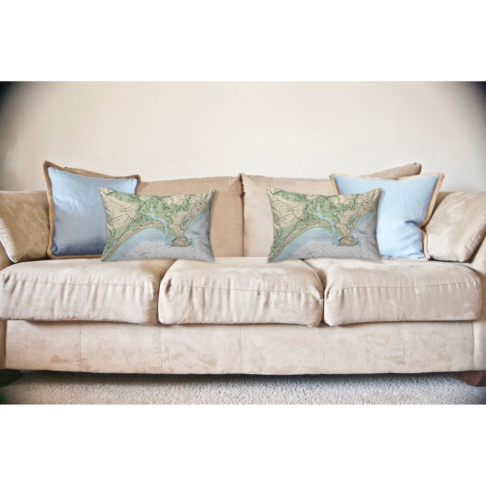 Pine Point, ME Nautical Map Noncorded Indoor/Outdoor Pillow 16x20. Picture 2