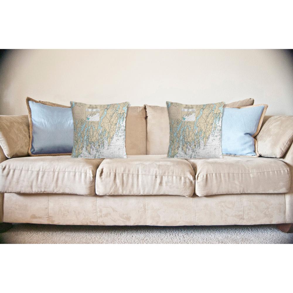 Southport - Pemaquid, ME Nautical Map Noncorded Indoor/Outdoor Pillow 18x18. Picture 2