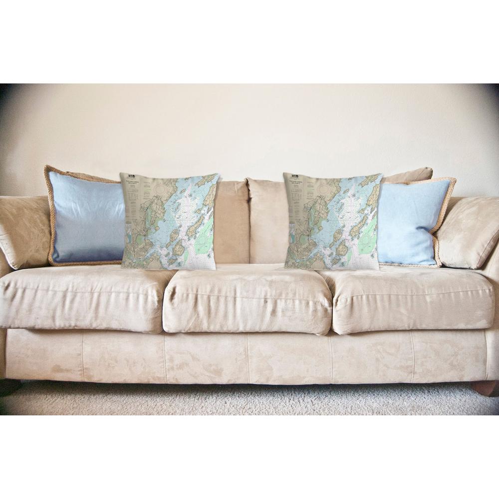 Portland Harbor and Vacinity, ME Nautical Map Noncorded Indoor/Outdoor Pillow 18x18. Picture 2