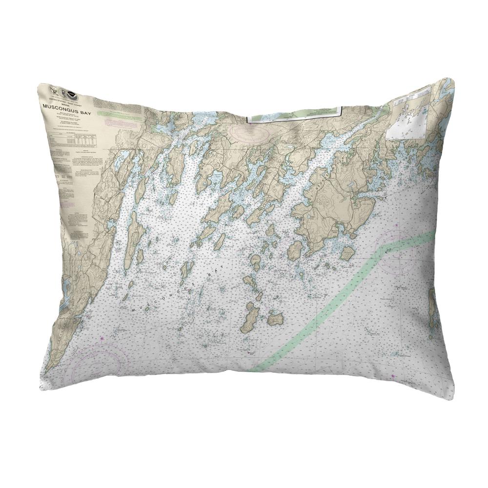 Muscongus Bay, ME Nautical Map Noncorded Indoor/Outdoor Pillow 16x20. Picture 1