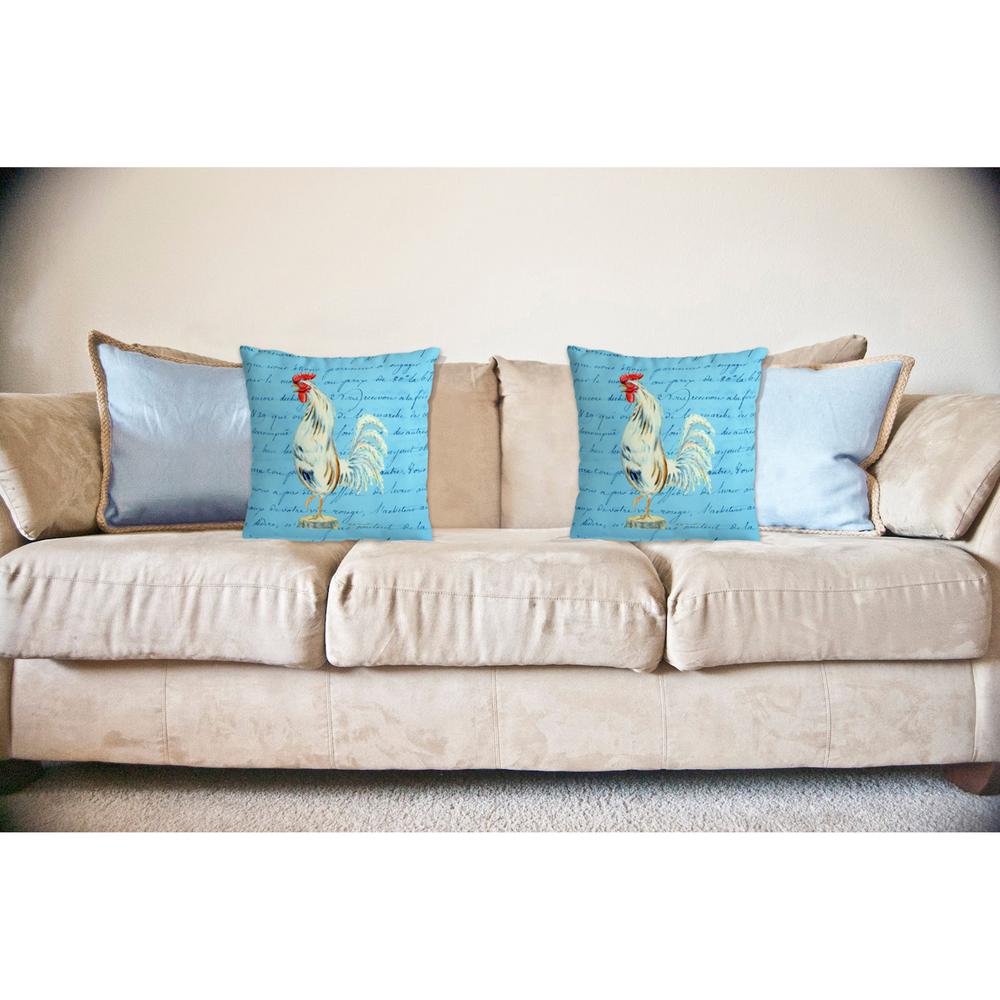 White Rooster Script No Cord Pillow 18x18. Picture 2