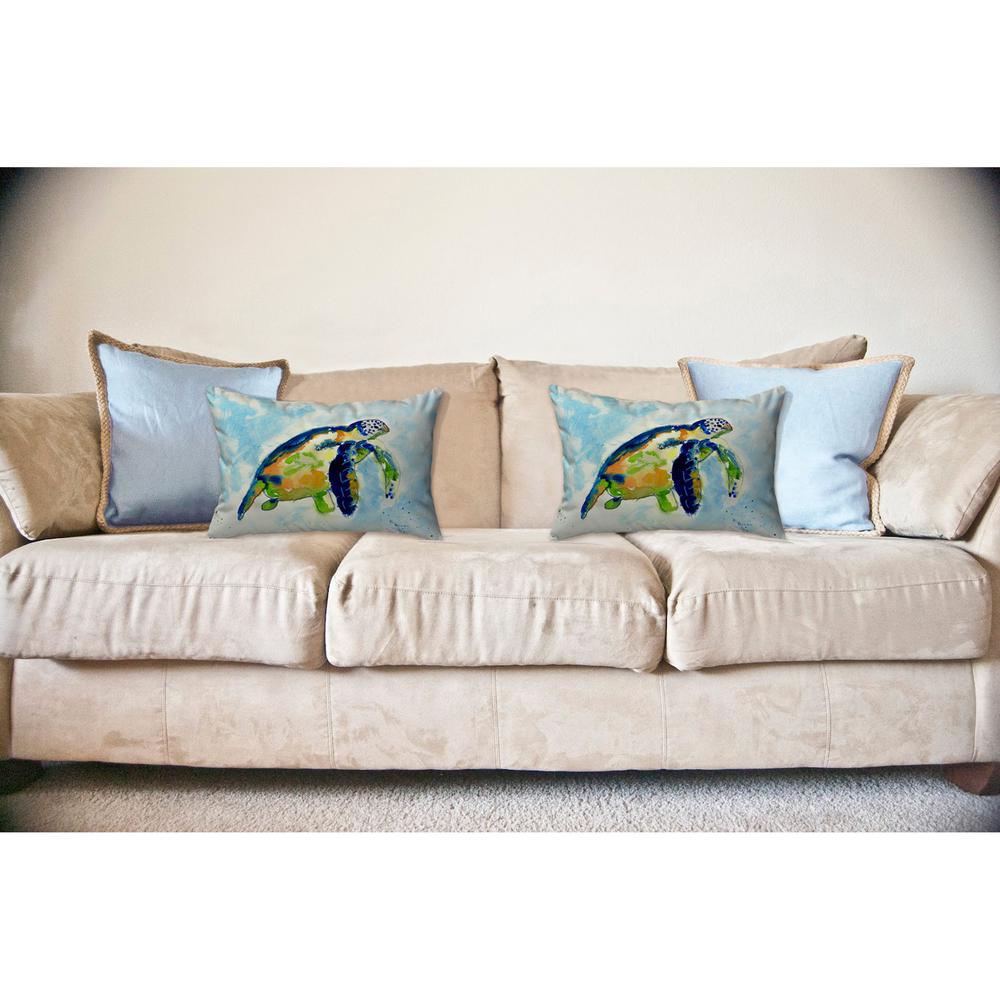 Blue Sea Turtle No Cord Pillow 16x20. Picture 2