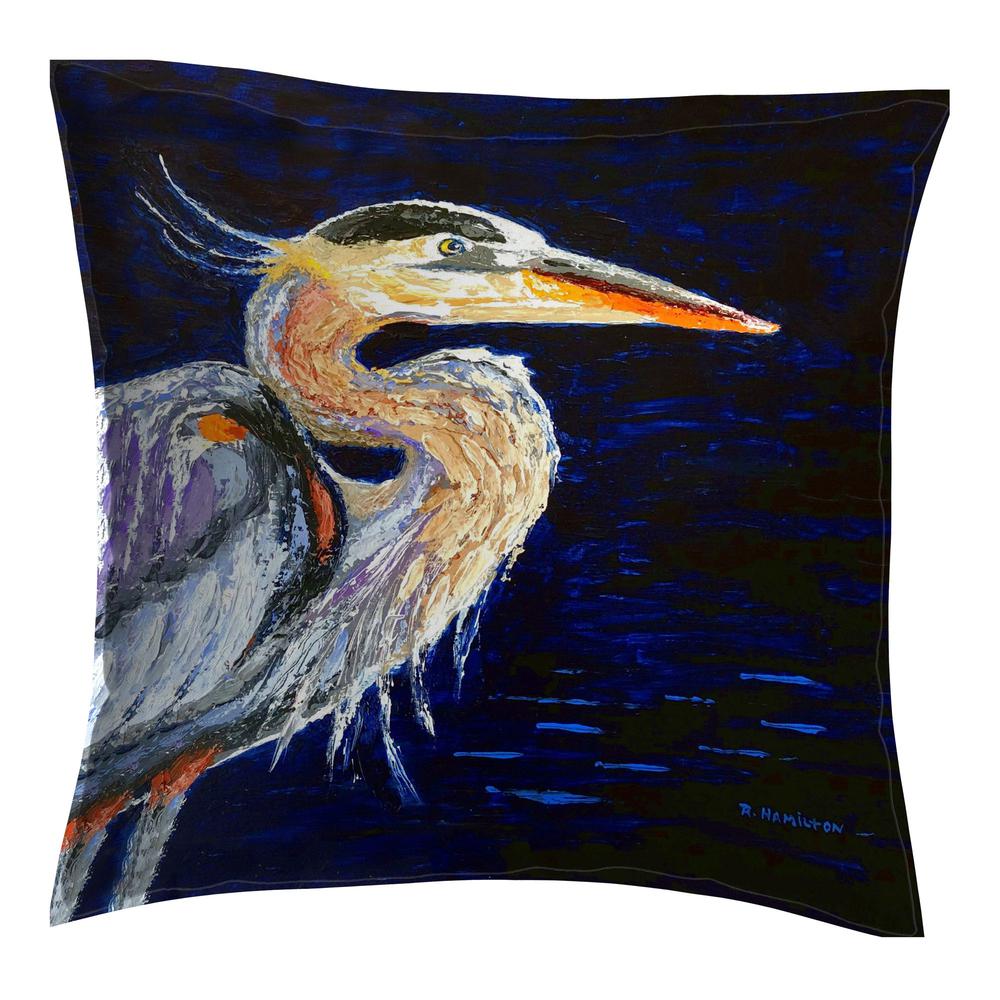 Palette Blue Heron No Cord Pillow 18x18. Picture 1