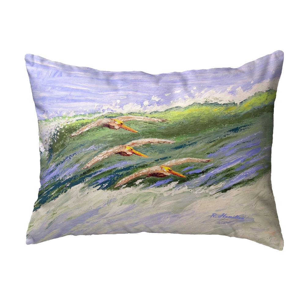 Pelicans Cruising No Cord Pillow 16x20. Picture 1