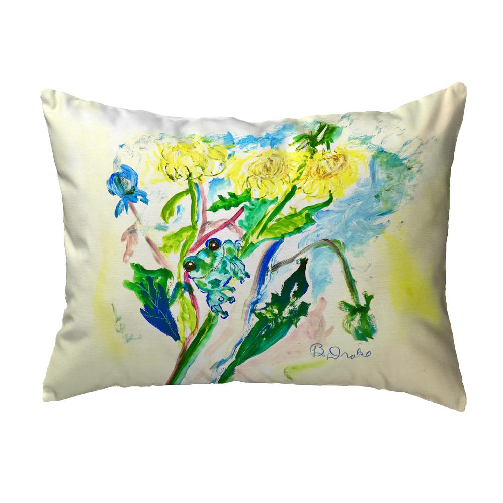 Frog & Flowers No Cord Pillow 16x20. Picture 1