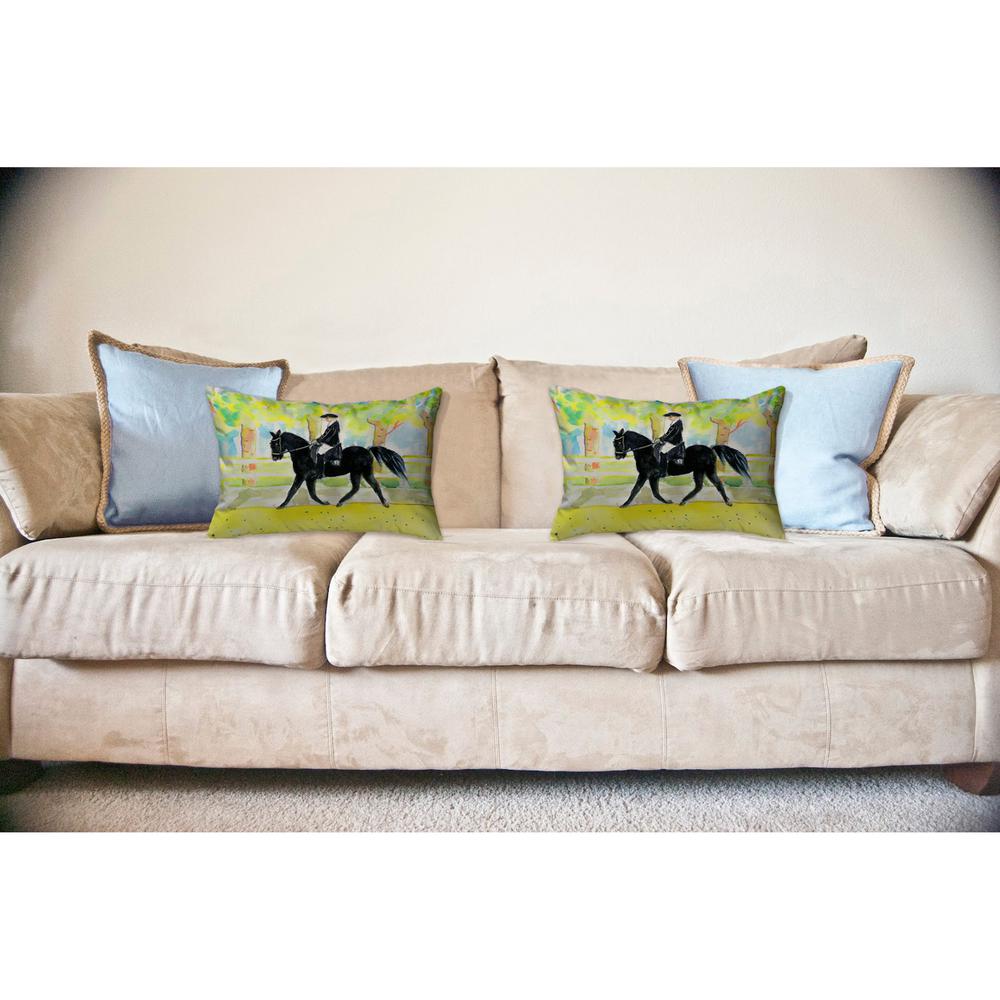 Black Horse & Rider No Cord Pillow 16x20. Picture 2