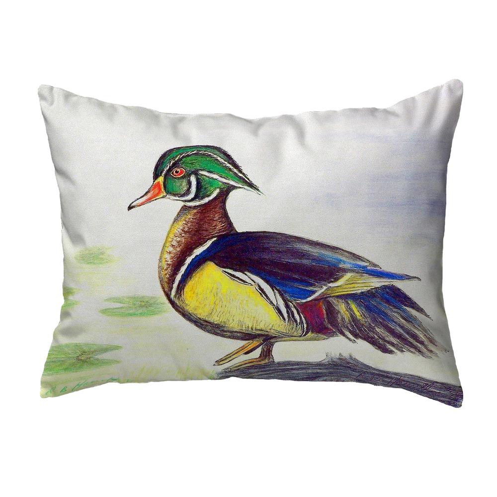 Male Wood Duck Script No Cord Pillow 16x20. Picture 1