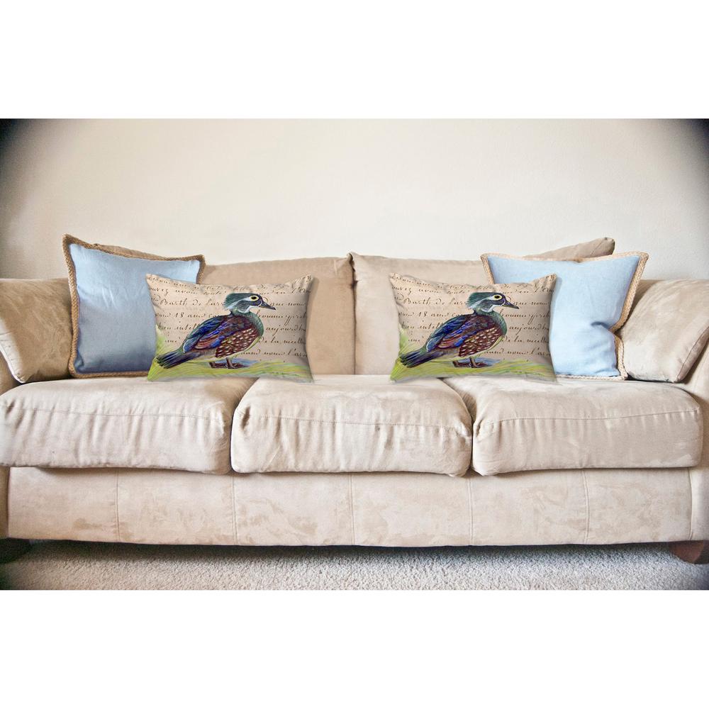 Female Wood Duck Script No Cord Pillow 16x20. Picture 2