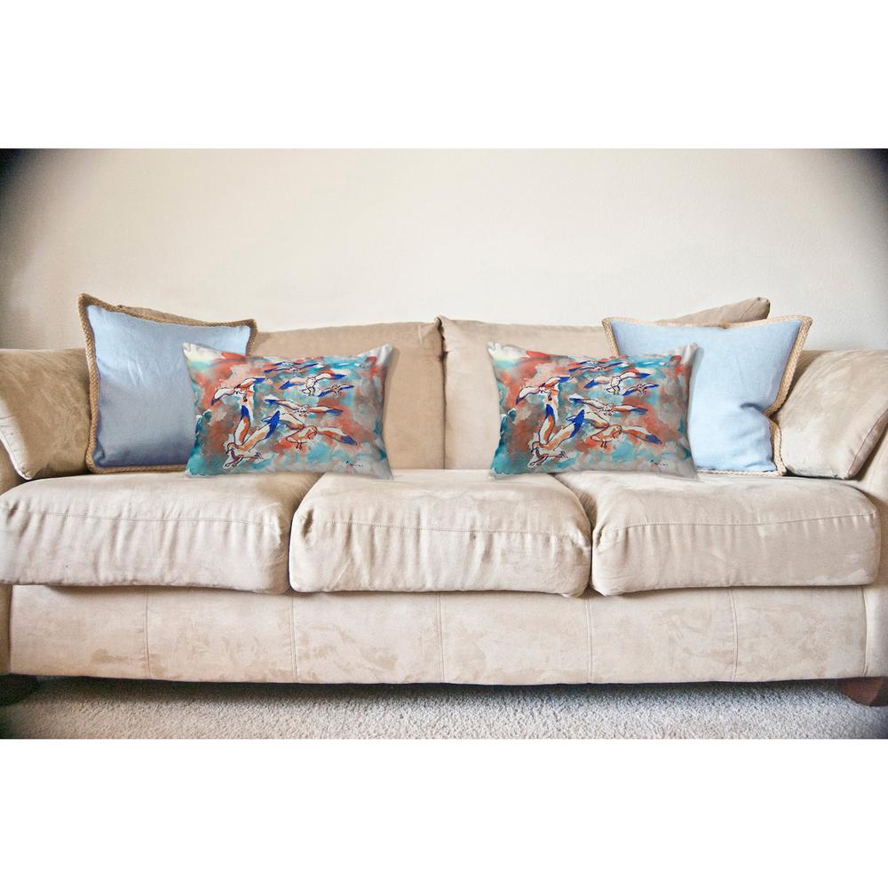 Gulls Flocking No Cord Pillow 16x20. Picture 2