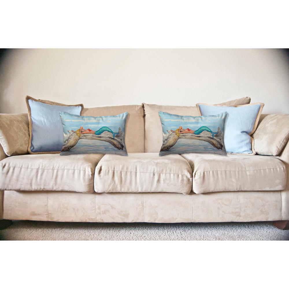 Mermaid on Log No Cord Pillow 16x20. Picture 2