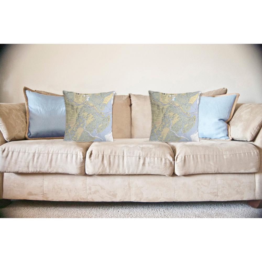 Savannah River and Wassaw Sound, GA Nautical Map Noncorded Indoor/Outdoor Pillow 18x18. Picture 2