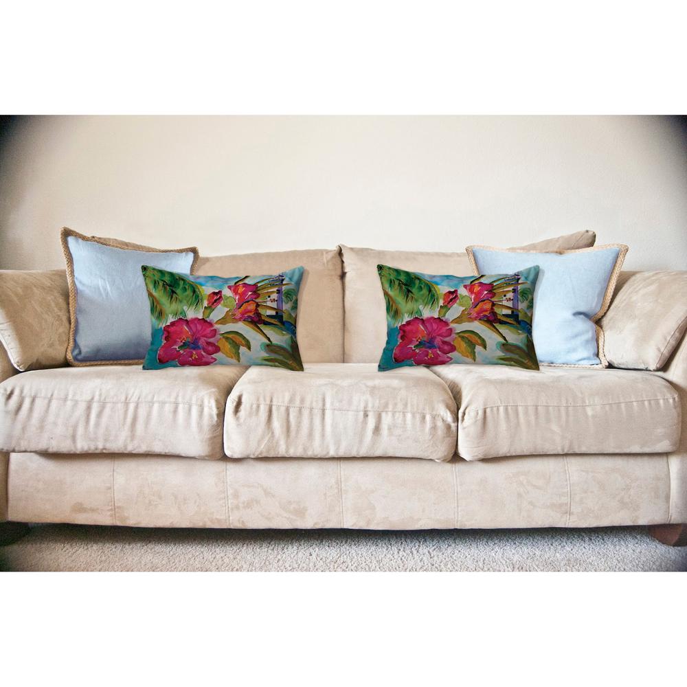 Lighthouse and Florals No Cord Pillow 16x20. Picture 2