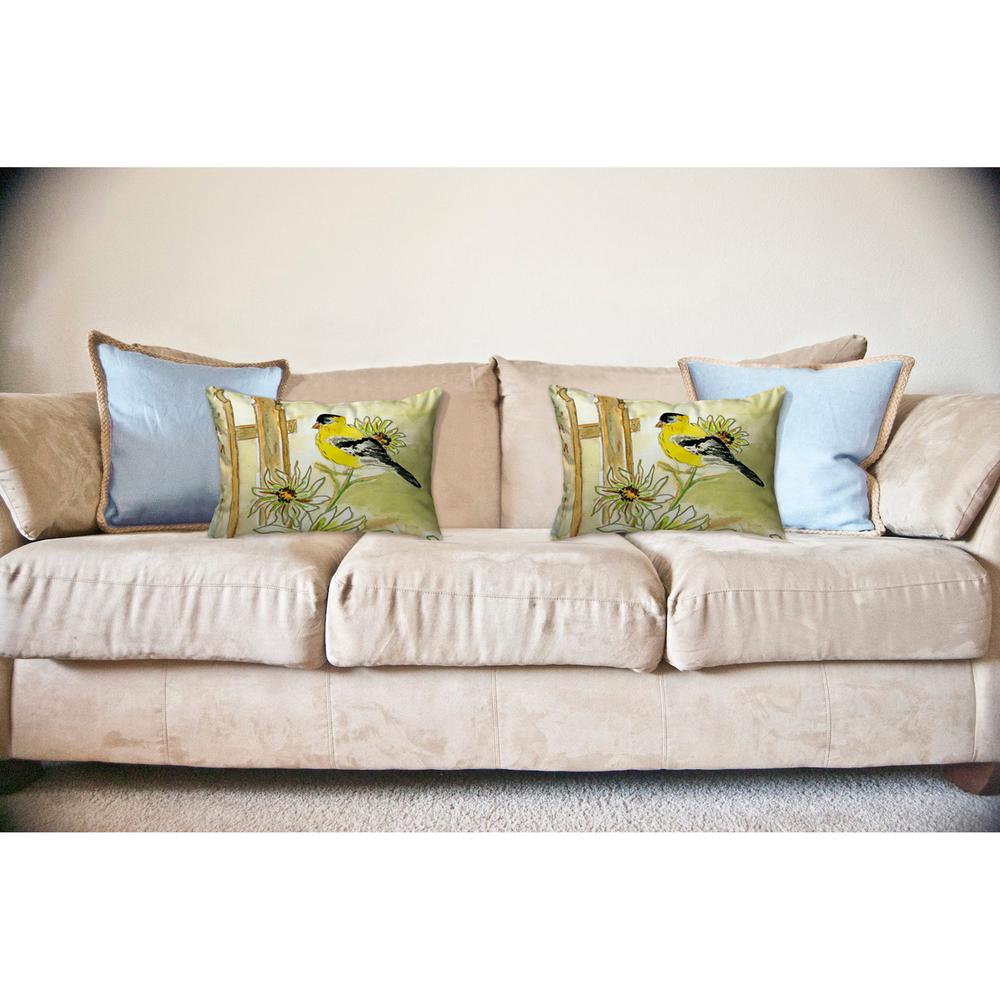 Betsy's Goldfinch No Cord Pillow 16x20. Picture 2