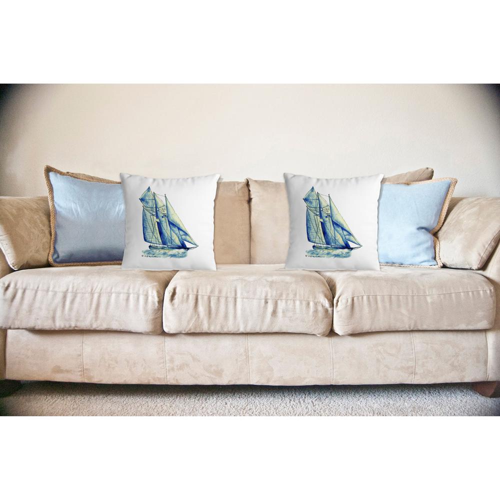 Blue Sailboat No Cord Pillow 18x18. Picture 2