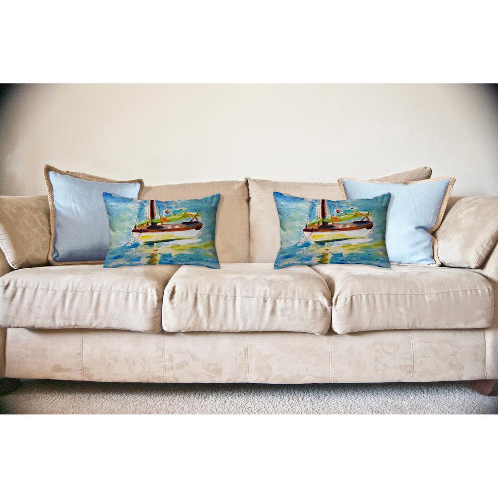 Yellow Sailboat No Cord Pillow 16x20. Picture 2