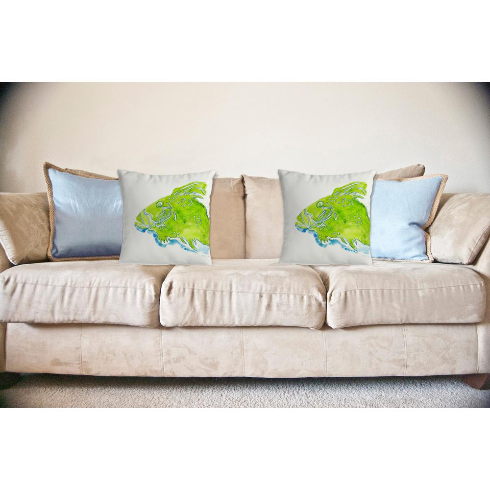 Green Fish No Cord Pillow 18x18. Picture 2