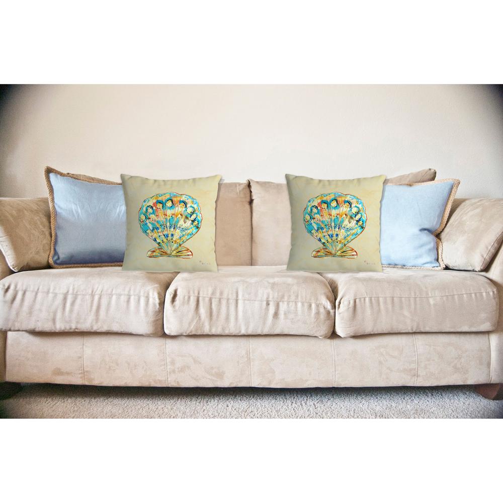 Teal Scallop No Cord Pillow 18x18. Picture 2