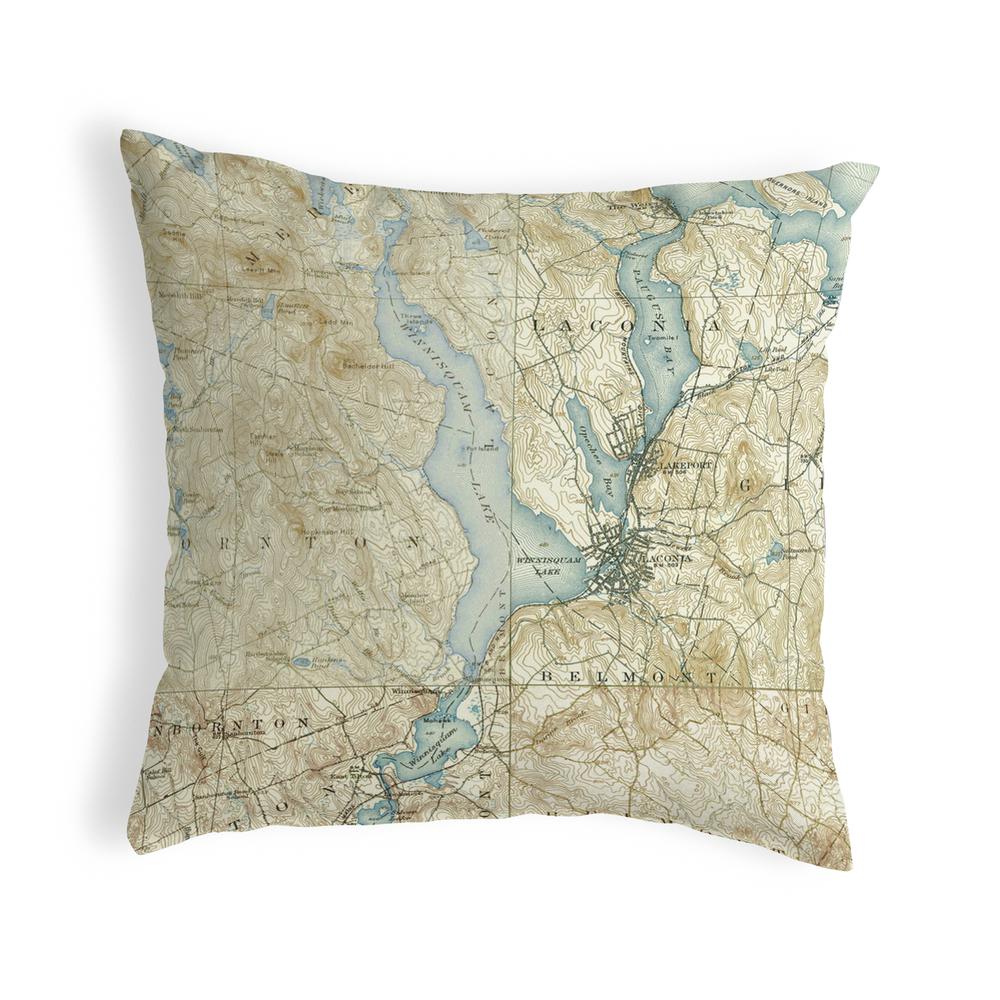 Lake Winnisquam, NH Nautical Map Noncorded Indoor/Outdoor Pillow 18x18. Picture 1