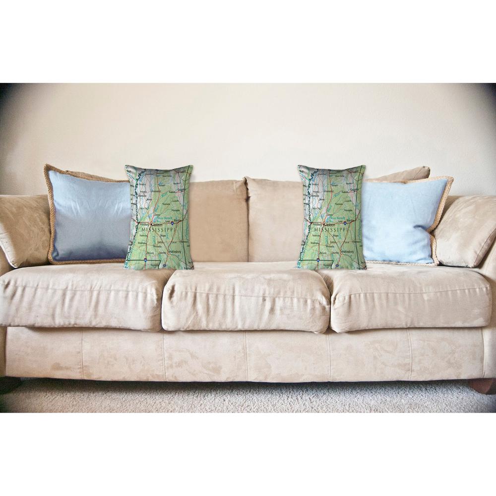 Mississippi, MS Nautical Map Noncorded Indoor/Outdoor Pillow 16x20. Picture 2