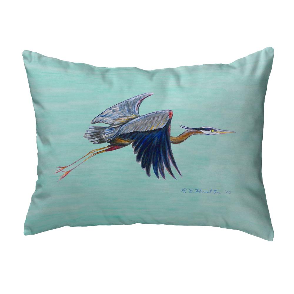 Flying Blue Heron - Teal No Cord Pillow 16x20. Picture 1