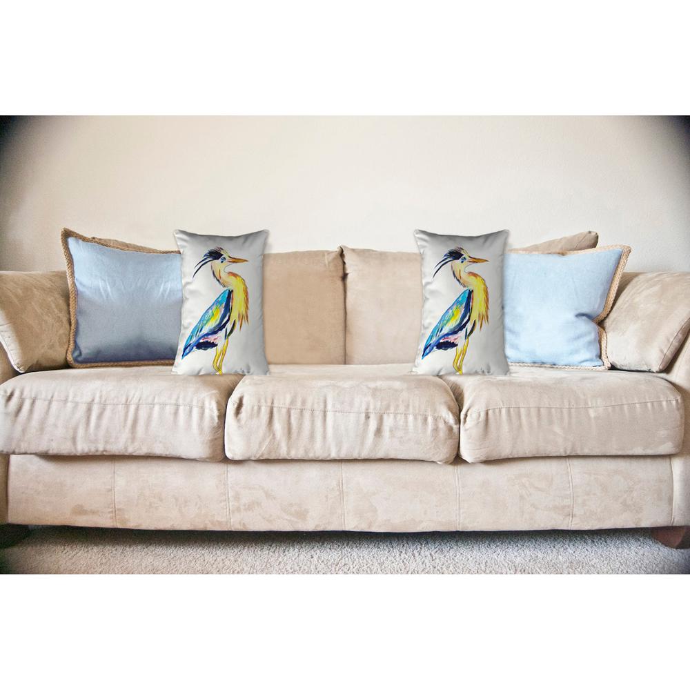 Vertical Blue Heron No Cord Pillow 16x20. Picture 2