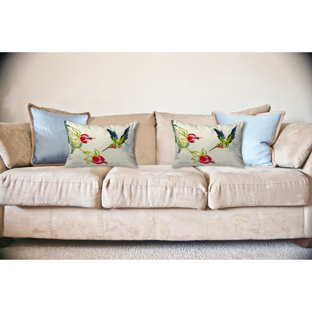 Betsy's Hummingbird No Cord Pillow 16x20. Picture 2