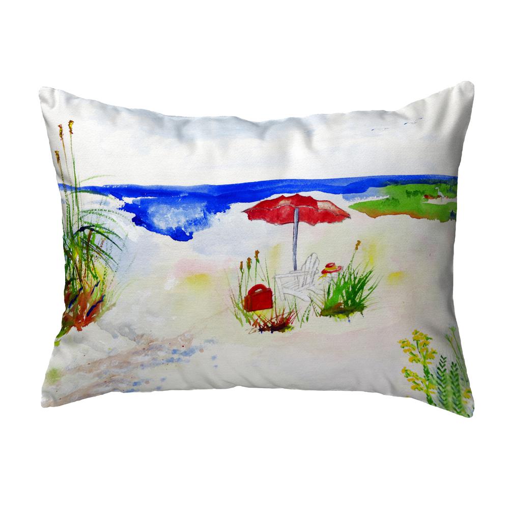 Red Beach Umbrella No Cord Pillow 16x20. Picture 1