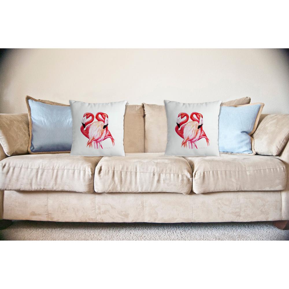 Two Flamingos No Cord Pillow  18x18. Picture 2